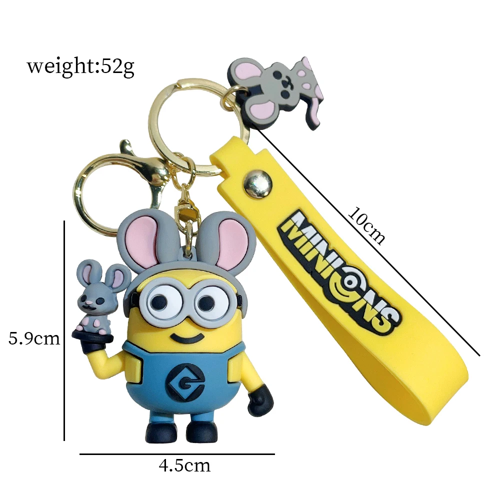 Despicable Me Minions Anime Figure Keychain Cartoon Model Car Keychain Backpack Pendant Ornaments Accessories Kids Toys Gifts