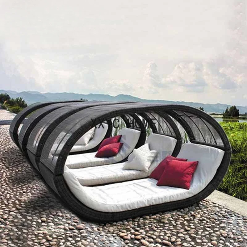 Outdoor Balcony Beach Lounger Swimming Pool Modern Designer Beach Chair Hotel Courtyard Chaise Lounges Outdoor Furniture