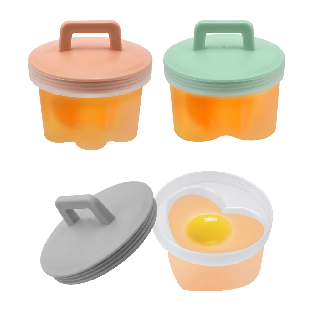 Plastic Egg Boiler 4 Pcs/Set Cookware Bakeware Tool Egg Mold Cute Egg Cooker With Lid Brush Kitchen Cooking Tool