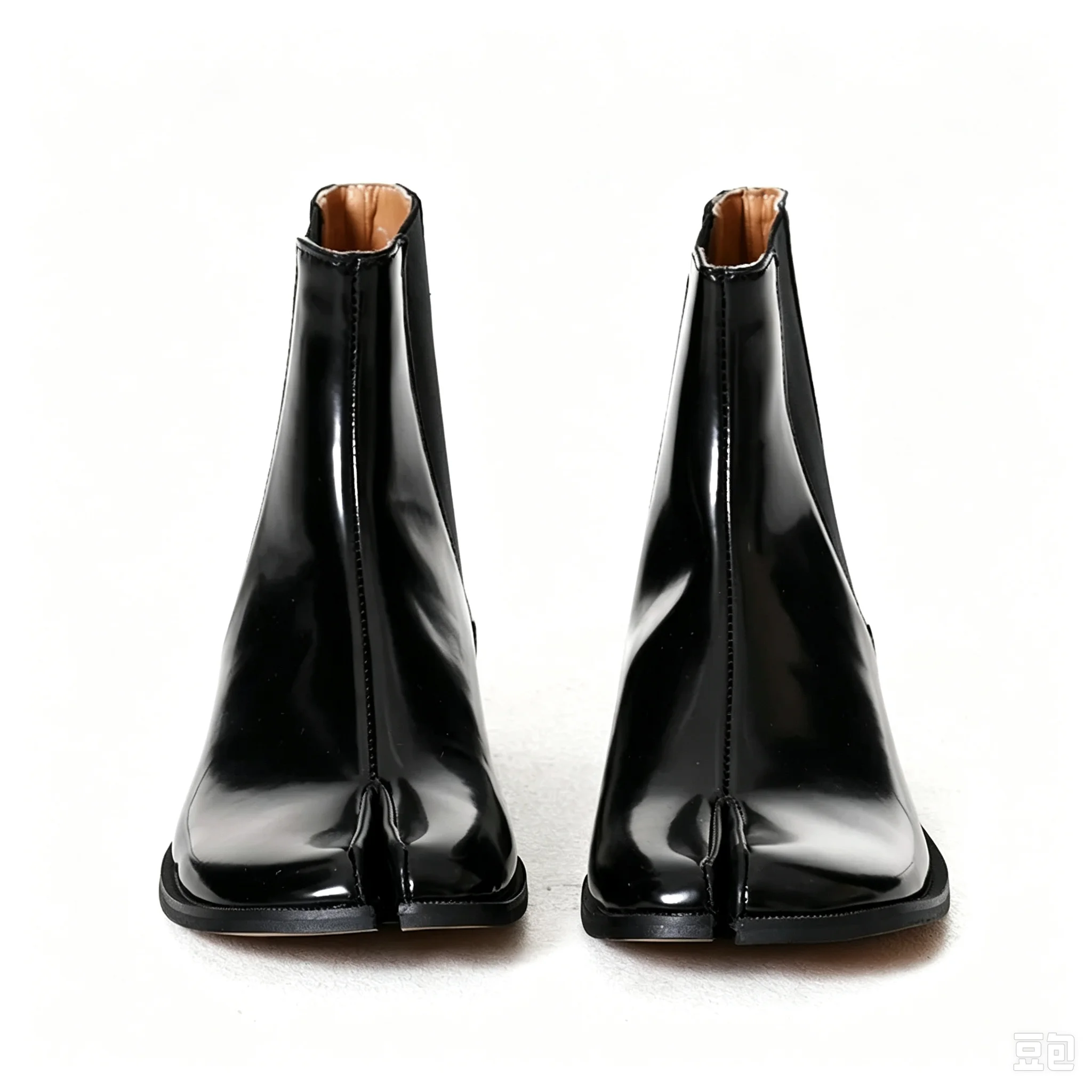 Real Leather Short Boots Chelsea Tabi Split Toe Shoes Pig Hoof Horseshoe Shoes Men's And Women's Flat Bottomed Pig Foot Shoes