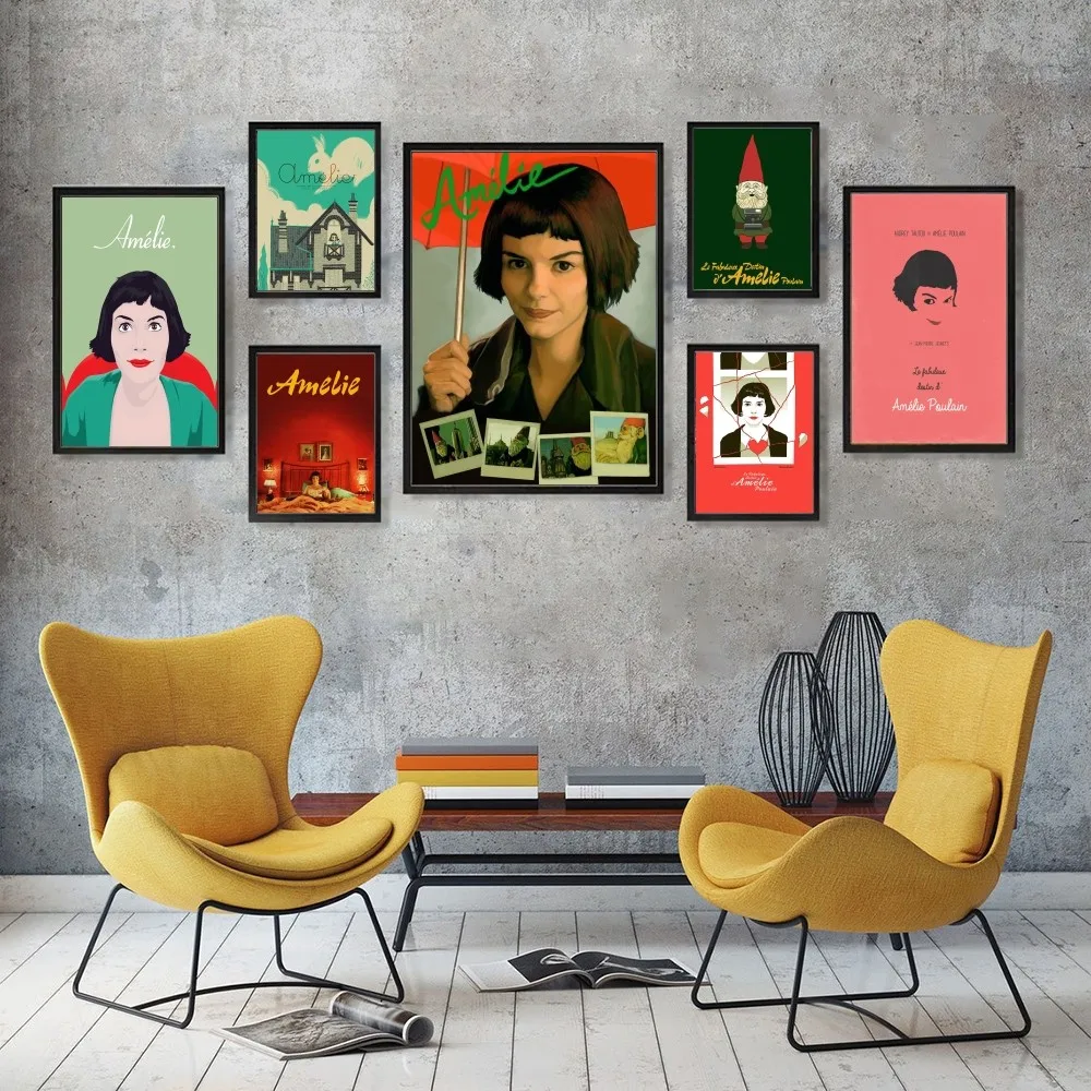 Movie Amelie Poster 1PC Cartoon Pop Poster Paper Waterproof HD Sticker Bedroom Entrance Home Living Room Wall Decor