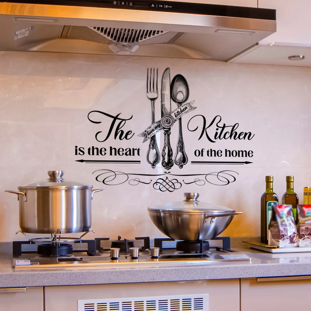 Removable Vinyl Fork Wall Decal Home DIY Kitchen Decor Fork Utensil Pattern Peel-and-Stick Reusable Repositionable