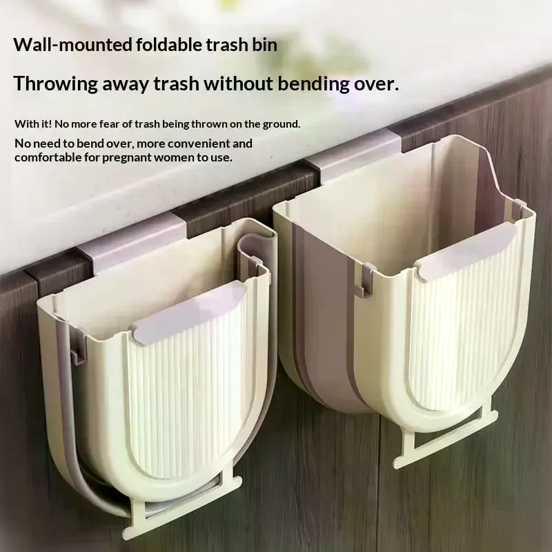 10L Hanging Kitchen Trash Can Collapsible Foldable Small Garbage Compost Bin Under Sink Waste Bin Space Saver