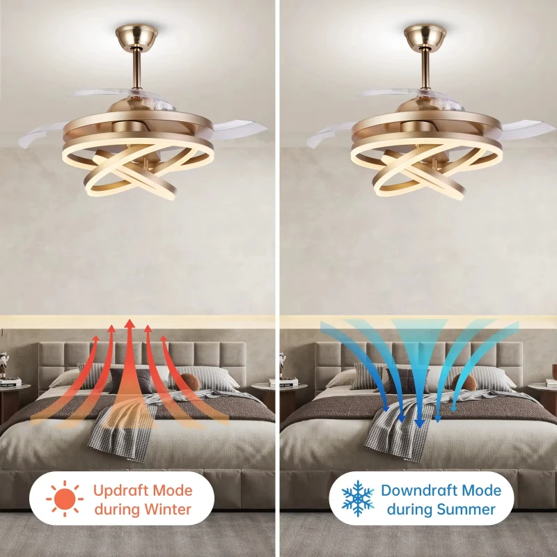 New Living Room Invisible Nordic Ceiling Fan Light Dining Room Bedroom Home Simple Modern Led Fan Light Ceiling Fan Light