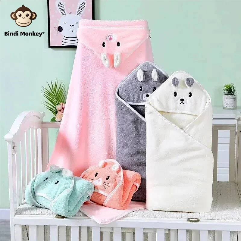 Baby Bath Towel Soft Warm Sleeping Swaddle Wrap for Girl Boy Coral Fleece Newborn Blanket Toddler Hooded Baby Stuff Bathrobe Bab