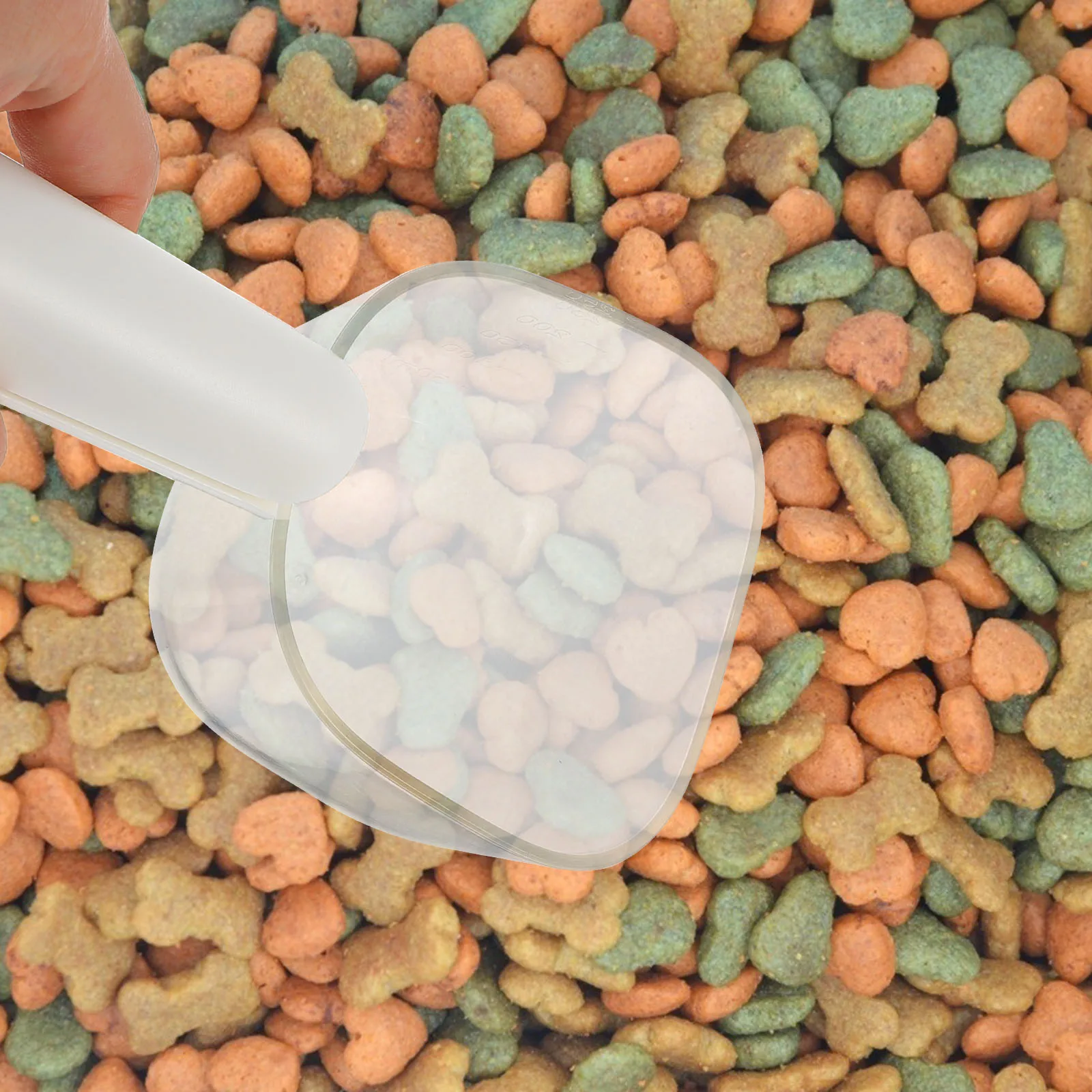 

Plastic Pet Food Scoop Lightweight Durable Dog Cat Bird Food Measuring Spoon Easy Clean Storage Sealing Clip Dry Liquid Portions