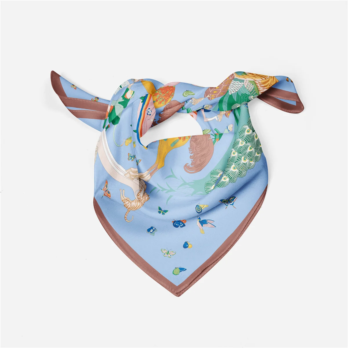 53cm Giraffe Tiger Horse Brand Square Scarf Woman 2024 Design Silk Scarf Women Bandana Luxury Headband Hijab Foulard Neckerchief