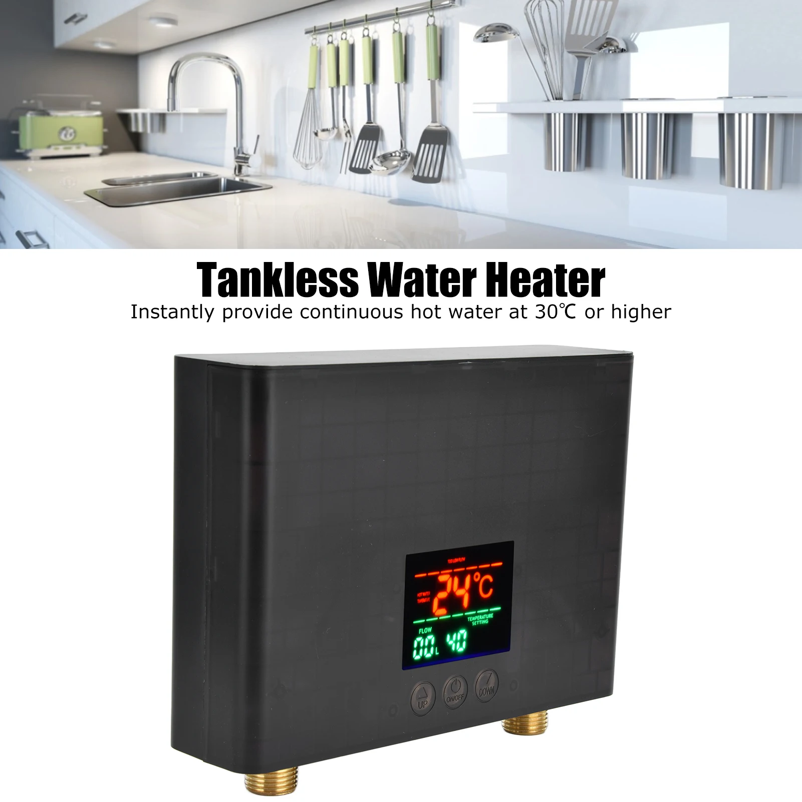 110V Electric Water Heater 3000W Instant Water Heater with Remote Control Touch Panel for Kitchen Bathroom Water Heater