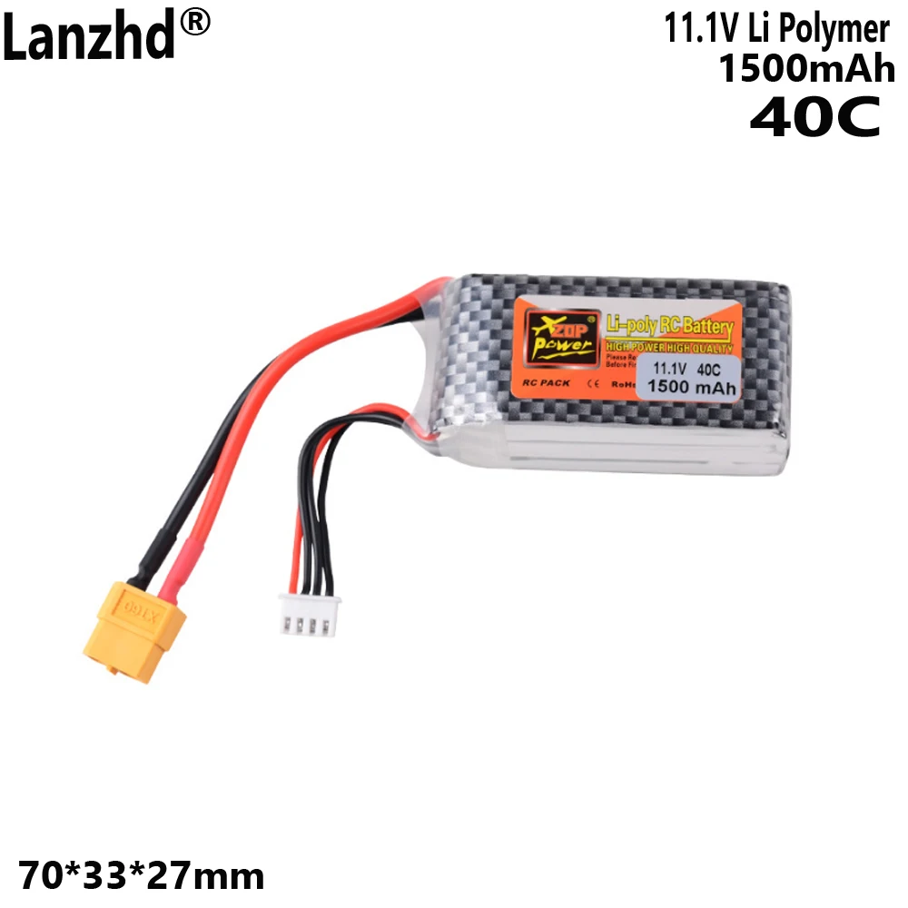 بطارية ليثيوم 11.1 فولت ZOP 1500 مللي أمبير 40C 3S عالية المعدل لحزمة بطارية طاقة ثابتة الجناح للطائرات النموذجية #4
