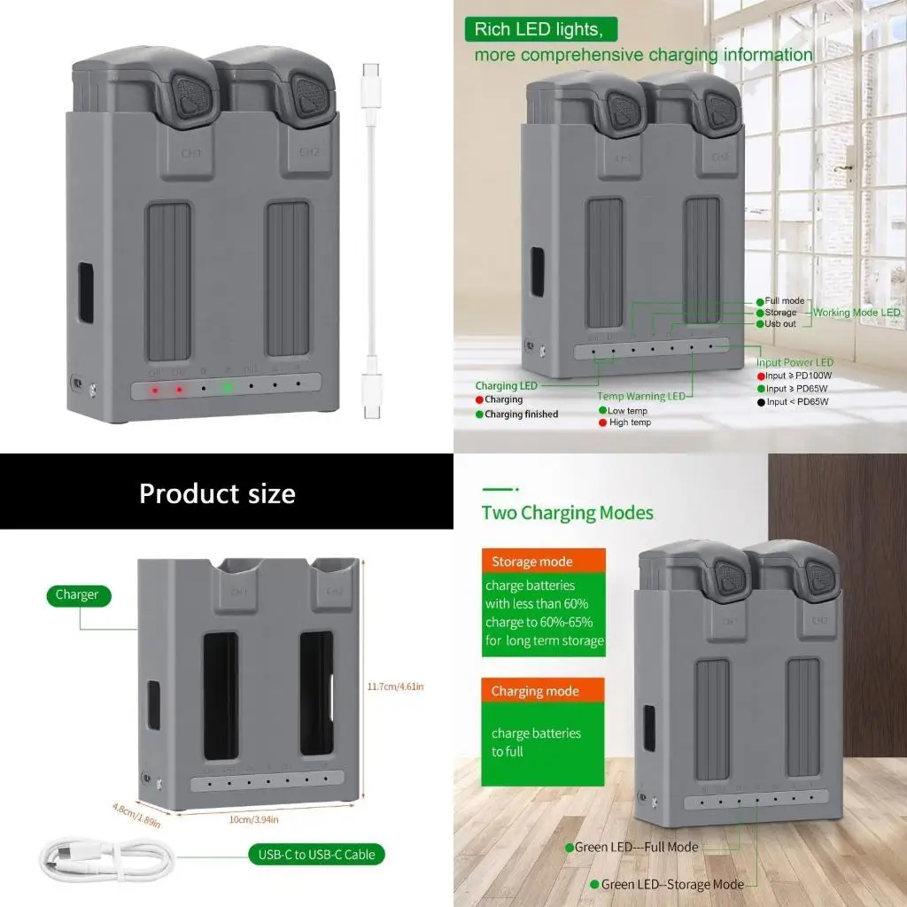 

462e USB -зарядка зарядка быстрого зарядки батареи для 4 камеры