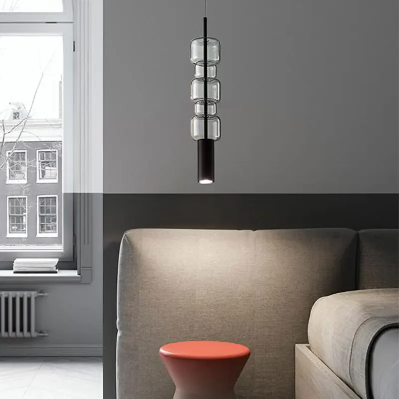 Restaurant LED Ceiling Pendant Light Lamp Chandelier For Dining Room Bedroom Bedside Hotel Bar Counter Indoor Lighting Glass E27