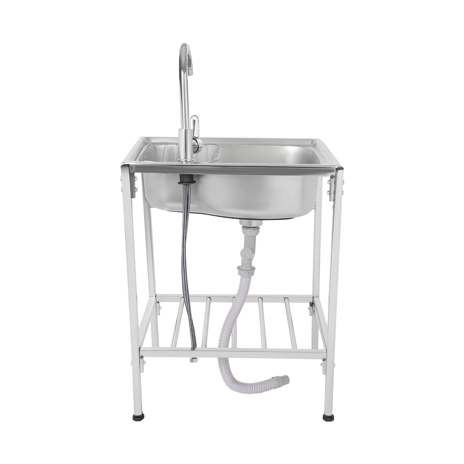 Évier de cuisine utilitaire en acier inoxydable, autoportant, cuve unique, 60x45x75cm