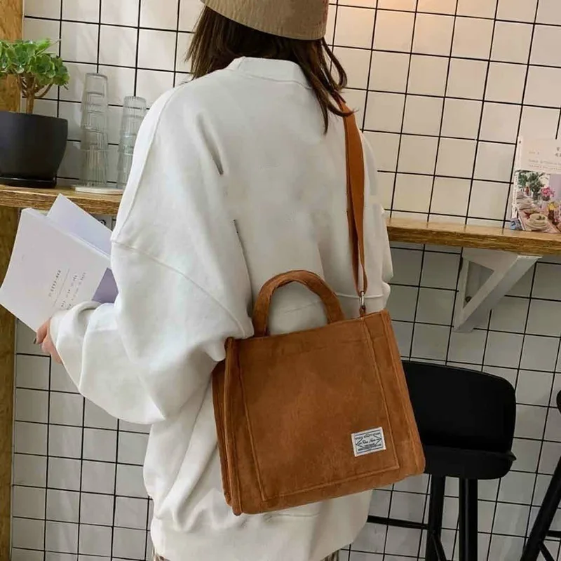 Women Corduroy zipper Shoulder Bag FemaleSmall Cotton Canvas  Messenger Bag Retro Vintage Crossbody Bags  bag for women