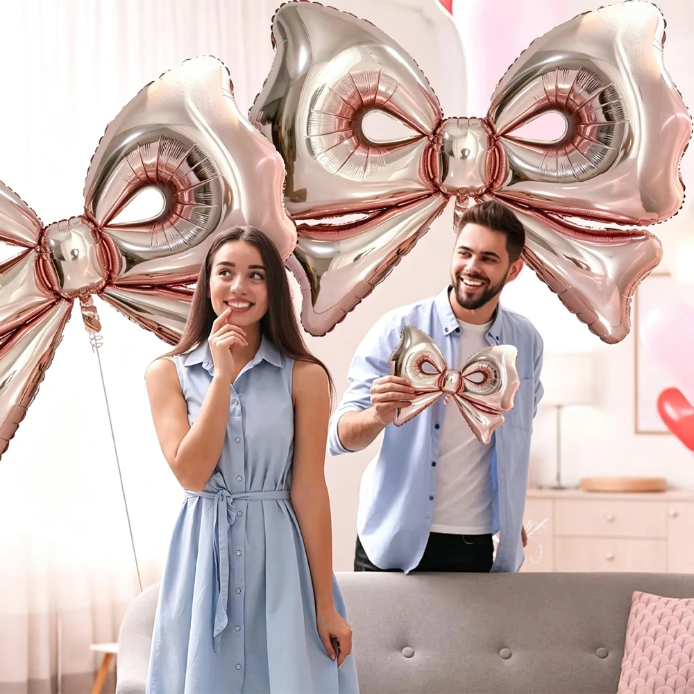 50 Zoll Roségold Schleife Luftballons Schleife Party Dekor Riesiger Folienballon für Mädchen Kokette Geburtstag Babyparty Braut Hochzeit Dekore – Detail 2