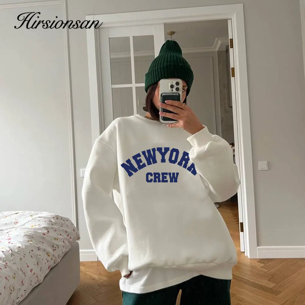 Hirsionsan Vintage Letter Print Women Sweatshirt Full Sleeve Hoodies for Lady Streetwear Autumn Mesh Pullovers Loose Clothes