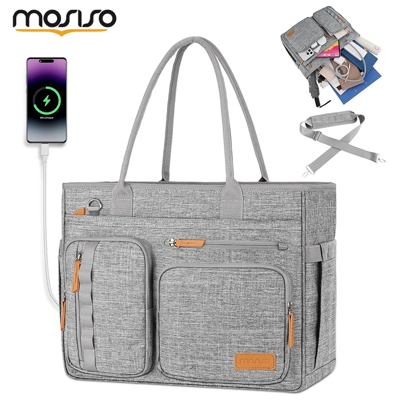 

USB Charging Port Teacher Laptop Tote Bag 15 15.6 16 inch Handbag Shoulder Professional Work Briefcase Messenger Computer Bags