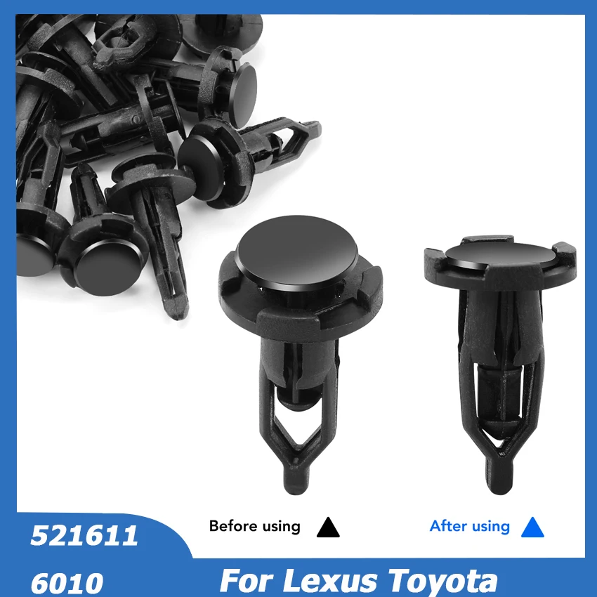 

For Toyota Lexus 50PCS Clips Rivet Retainer Fender Bumper Fasteners Clip 9mm 52161-02020 52161-16010 94858560 Car Accessories