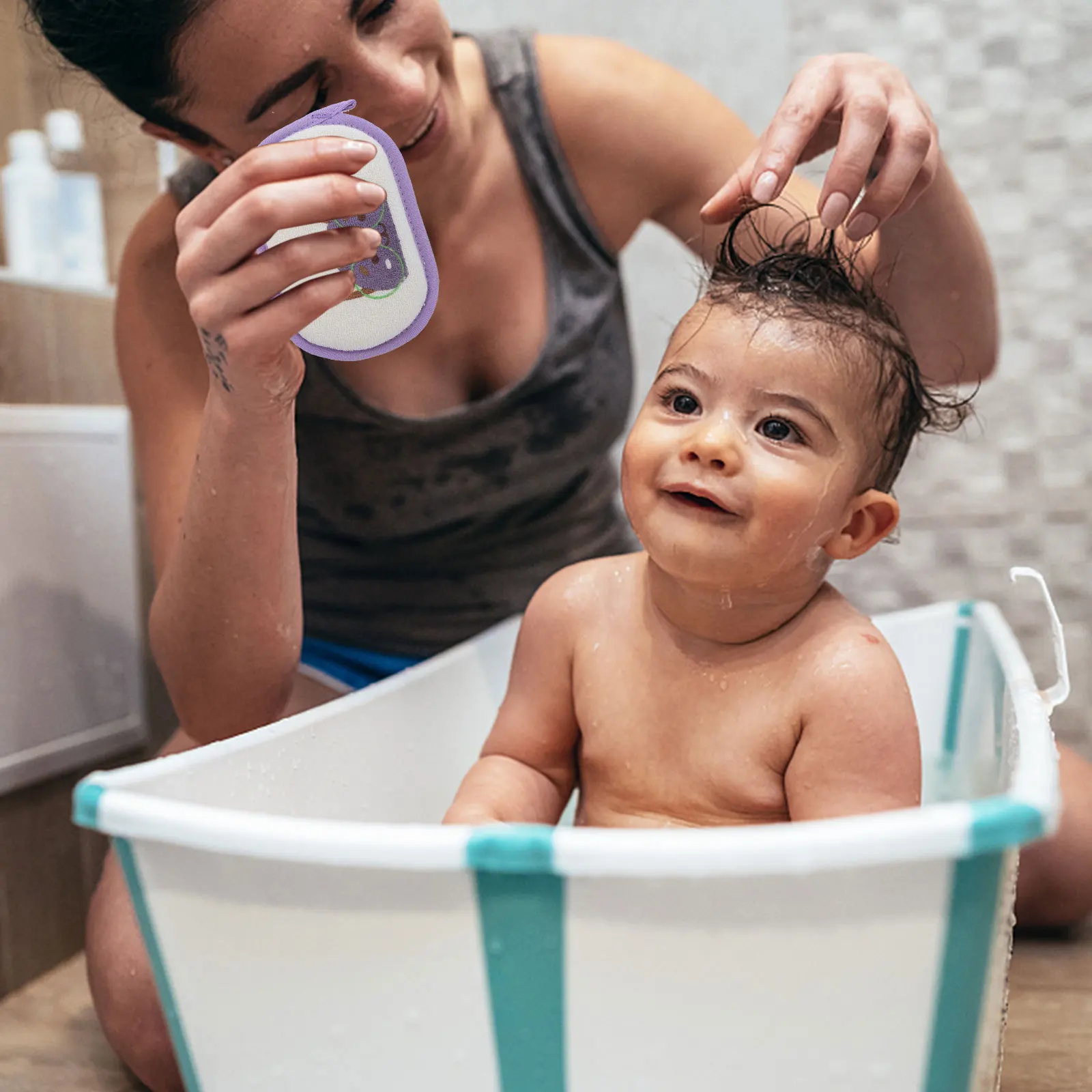 3 قطع من إسفنجات حمام الأطفال، ملمس مريح، تقشير لطيف لفرشاة حمام الطفل الناعمة، إسفنجات كرتونية