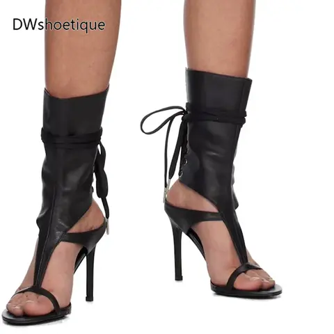 Sexy lace up pointed toe women sandals high heel night club shoes