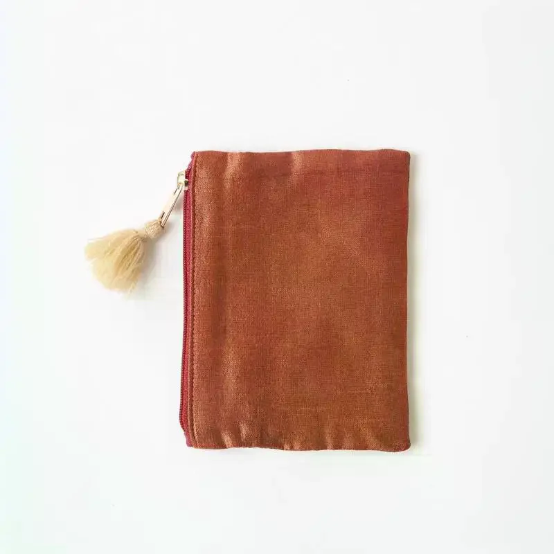 Hand Embroidered Playing Card Pattern Cosmetic Bag Ethnic Japanese Retro Fringed Portable Change Card Storage Bag