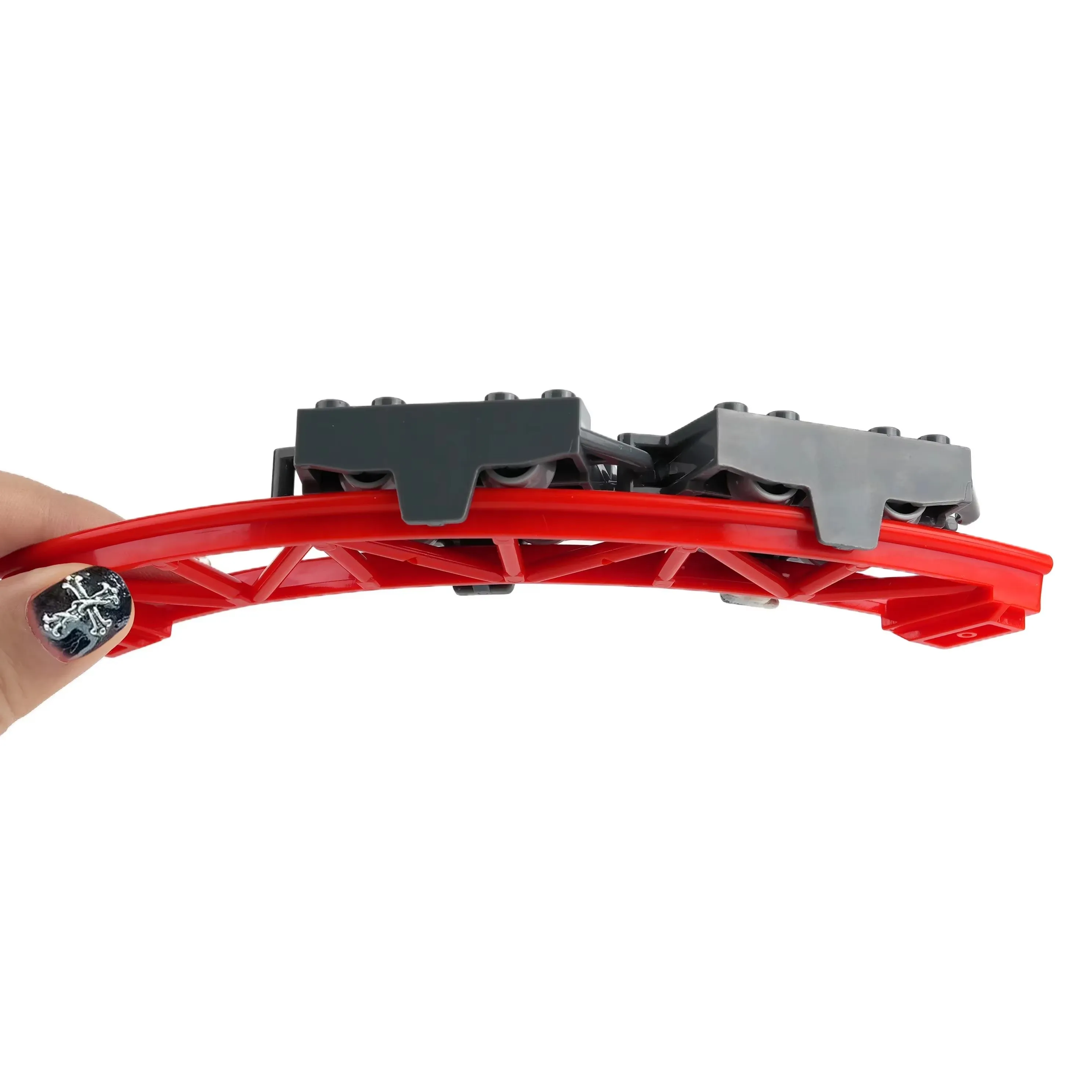 MOC Achterbahn-Schienen-Chassis, kleine Partikel, technische Teile, Baustein, Schiene, Bogen, Neigung, Schaft, Kanten, Ziegel 26021, 26060, 26559