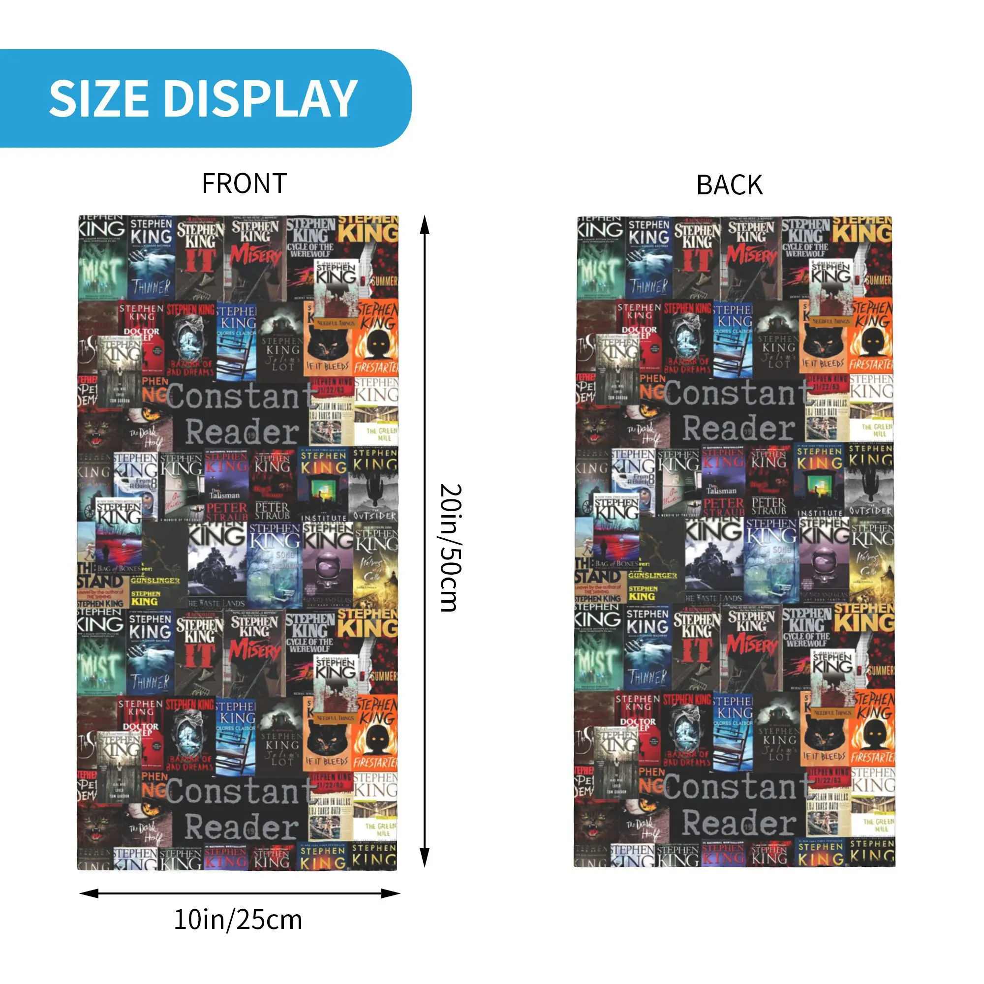 スティーブン・キング ブックカバー コンスタントリーダー バンダナ ネックゲイター プリント ラップマスク スカーフ ヘッドバンド サイクリング ユニセックス 大人 冬