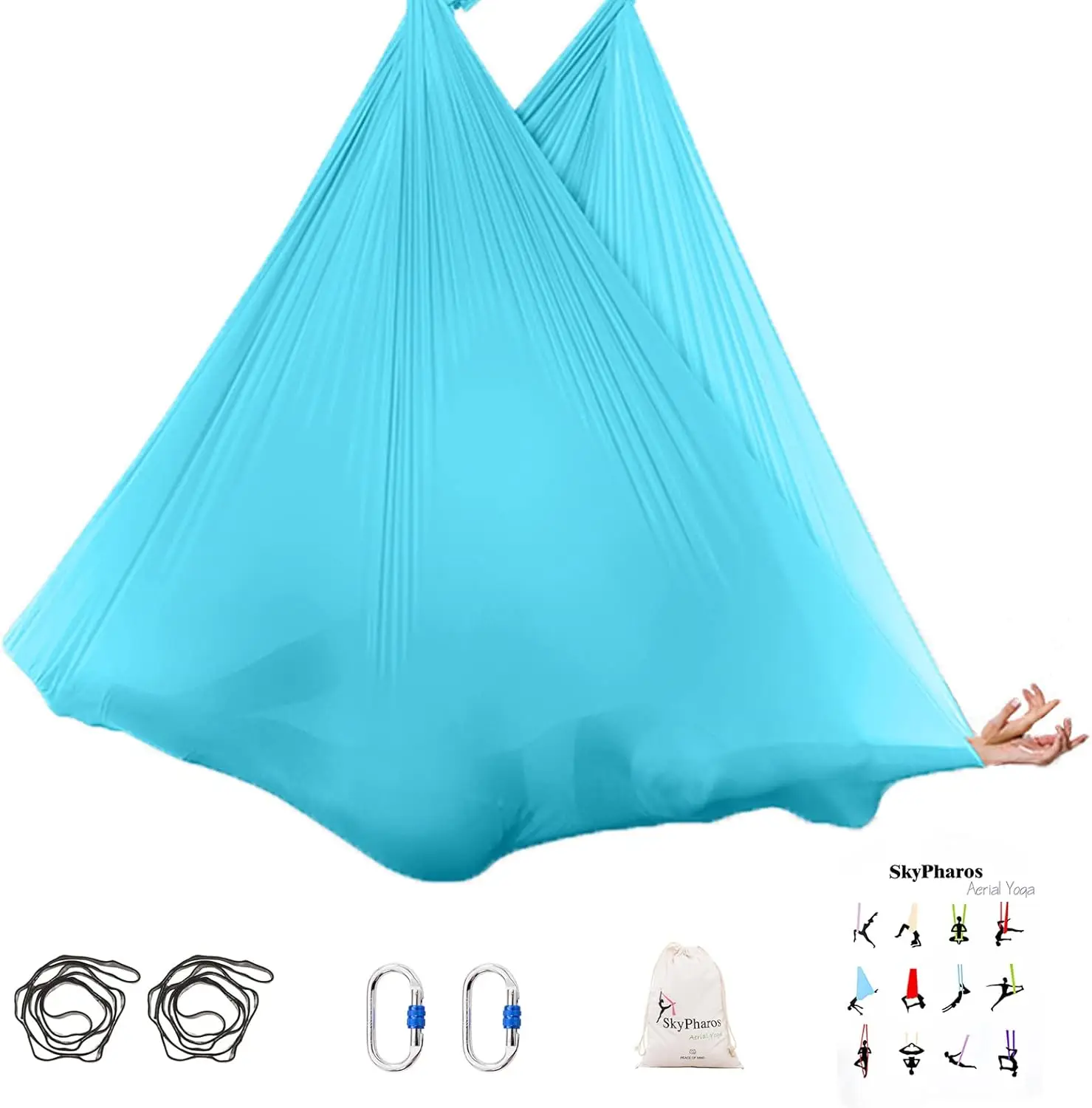 

5.5 Yards Aerial Yoga Swing Set - Nylon Tricot Hammock Kit for Fitness, Dance