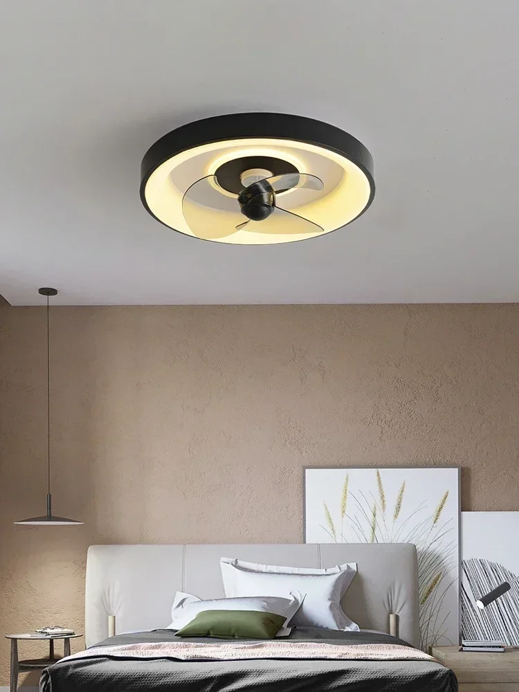 Bedroom fan lamp minimalist round modern minimalist dining room fan integrated master bedroom ceiling lamp electric fan 220V