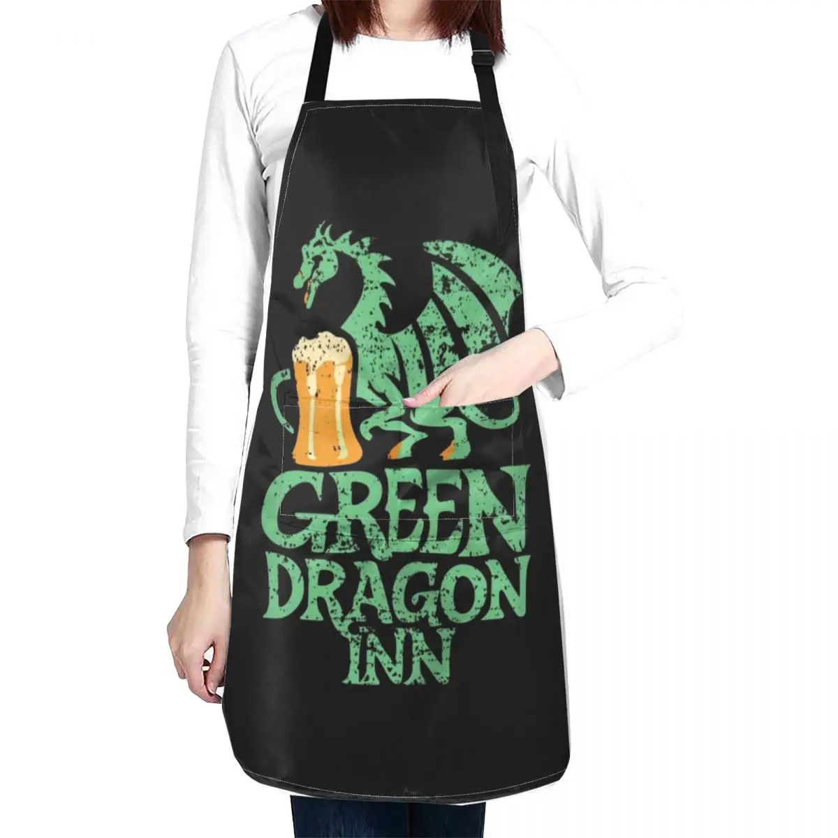 Green Dragon Inn - Typography - Fantasy Apron Chef Uniform professional hairdresser Apron