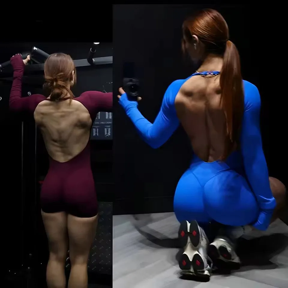 Mono de manga larga DLOGO Impact para mujer, sin costuras, para yoga, fitness, entrenamiento, de una pieza, con espalda descubierta.