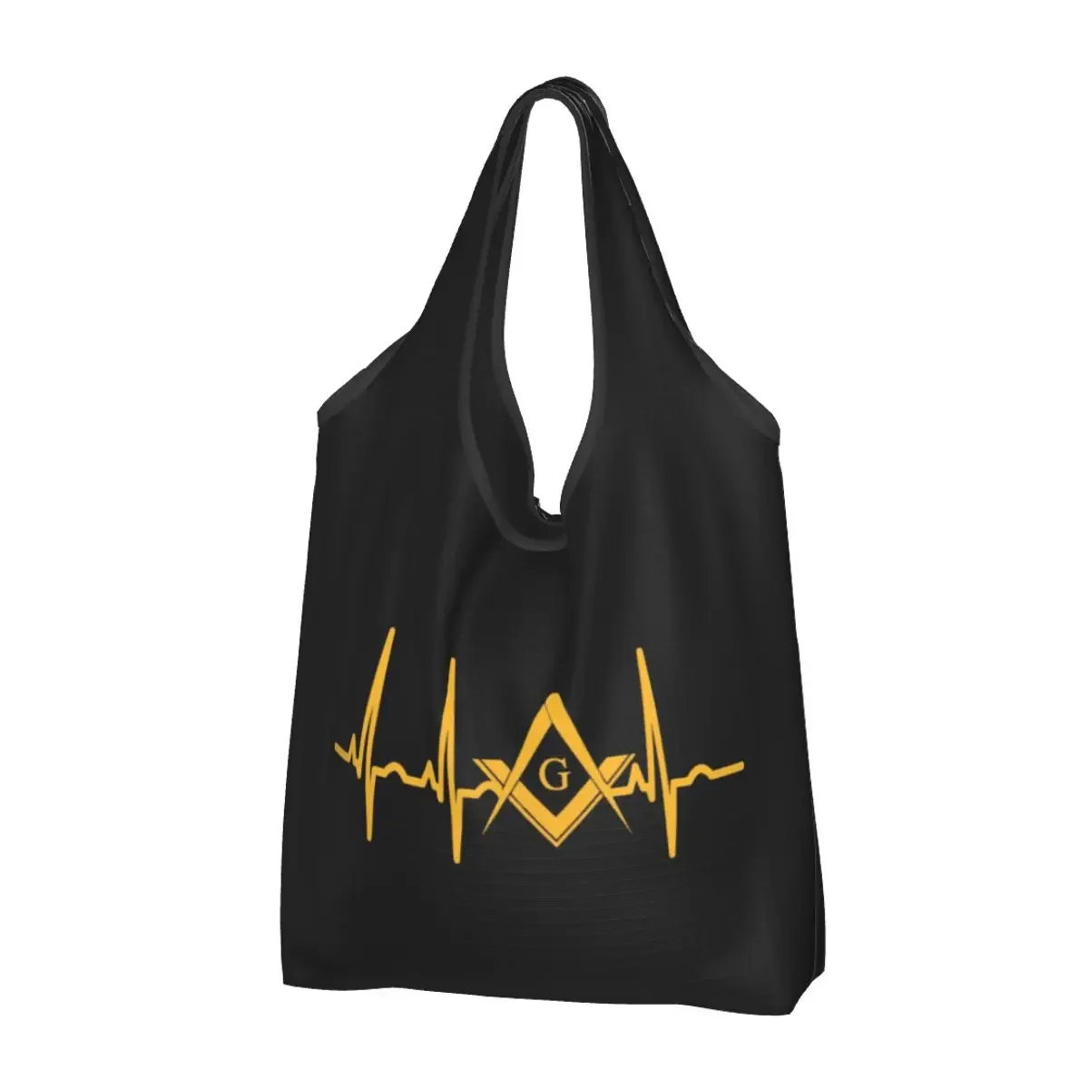 Heartbeat Freemason Groceries Shopping Bag Kawaii Shopper Shoulder Tote Bags Large Capacity Portable Masonic Mason Handbag