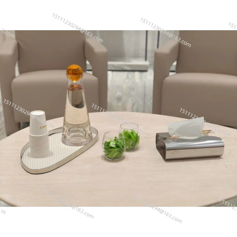 

Custom woven texture modern stainless steel hotel decor luxury leather metal tray