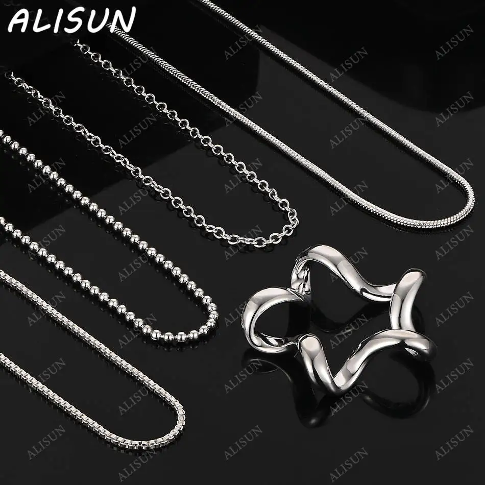 

ALISUN 40-75cm 925 Sterling Silver Line Star Pendant Necklace For Women Men Charm Trend Birthday Gifts Fashion Party