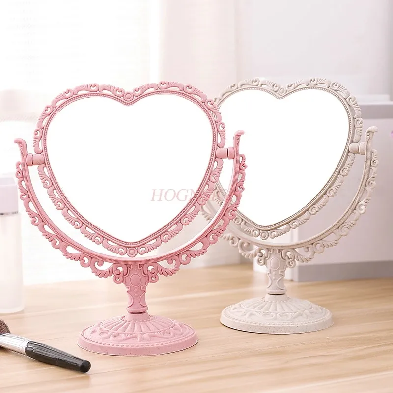 Love shaped dormitory desktop princess mirror desktop decoration makeup and dressing mirror