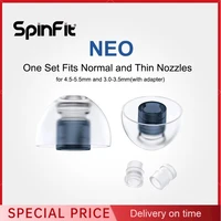 SpinFit NEO para IEM Puntas para los oídos patentadas de silicona Ajuste seguro Confort Reduce la reacción alérgica con adaptadores para boquillas delgadas 1 par