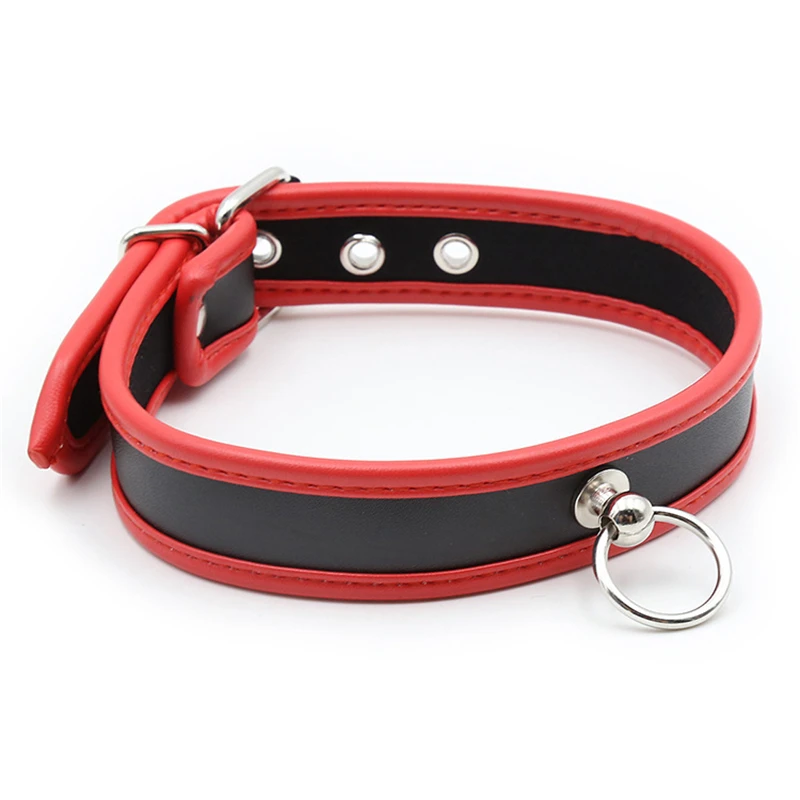 Fetiche para hombres y mujeres, Collar de cuero PU ajustable, ataduras de Bondage BDSM, Collar sexual