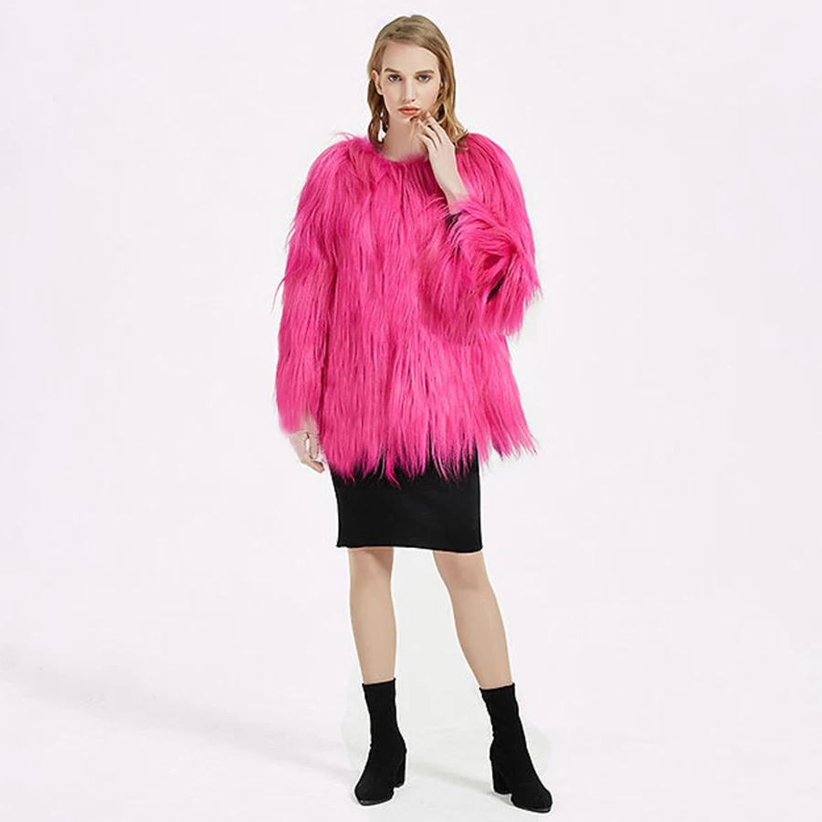 

Популярное розовое шерстяное пальто из козьей шерсти, короткое пальто из натурального меха, женские шубы из натурального меха, новинка 2024, модные зимние куртки из моголийской овчины