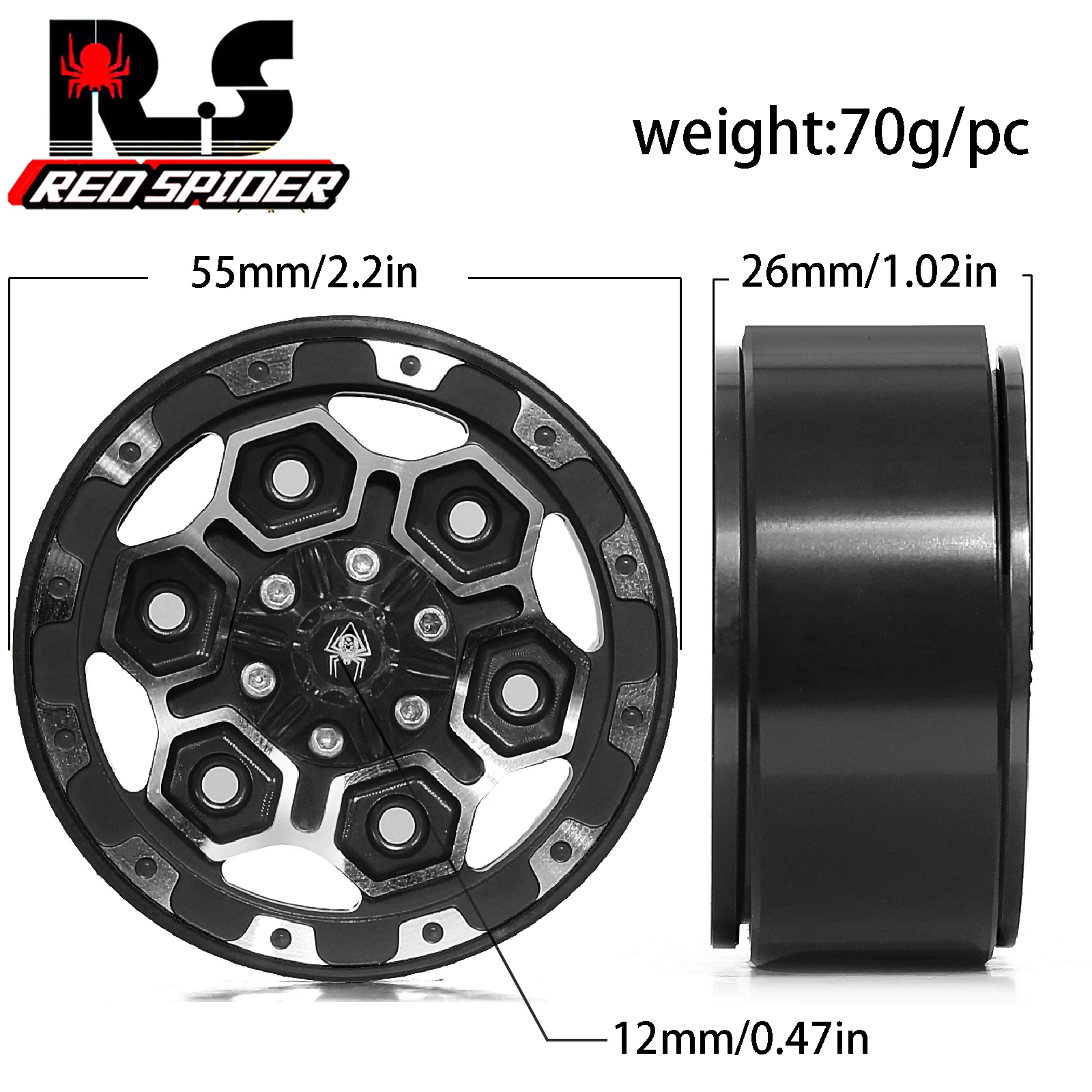 RS RC CNC 알루미늄 합금 1.9 비드락 휠 림, 1/10 RC 크롤러 자동차 축 SCX10 TRX4 VS4-10 90046 AXI03007 Redcat Gen8 용, 4 개