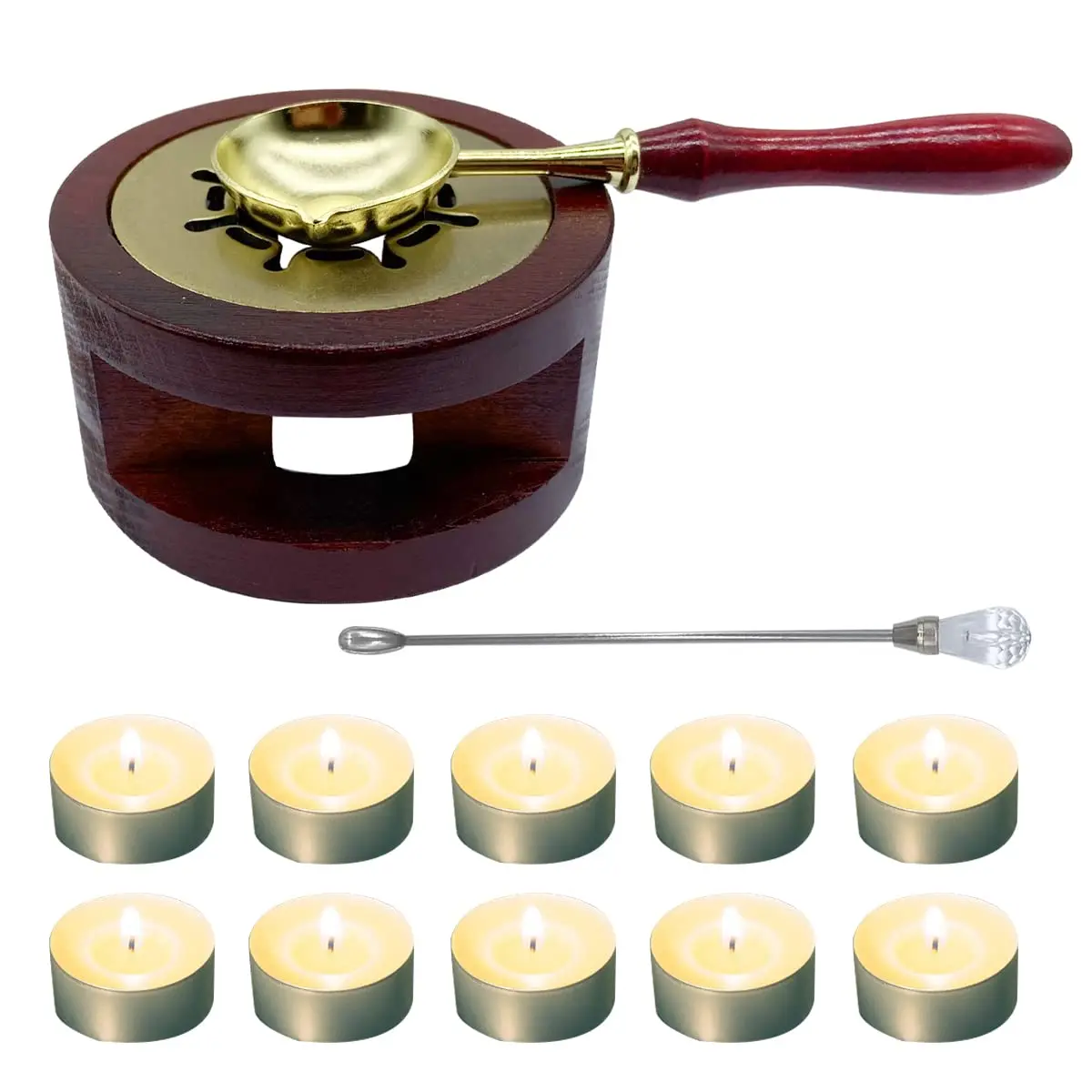 

Wax Seal Warmer Furnace Kit Wax Seal Stamp Warmer Stand with Wax Seal Spoon & Wax Seal Stir Stick and Tealight Candles Set DIY