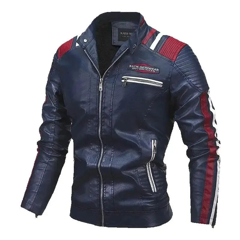 

Mens Vintage Motorcycle Jacket Men Fashion New Biker Leather Jacket Male Embroidery Bomber Coat Winter Fleece Pu Overcoat