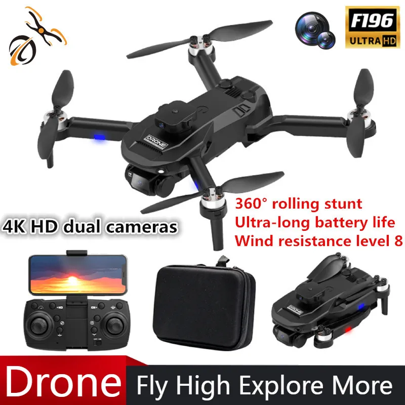 

2025 NEW F196 Drone Professional 4K HD Dual Camera WlF FpV Dron Brushless Motor Obstacle Avoidance Foldable Quadcopter Toys Gift