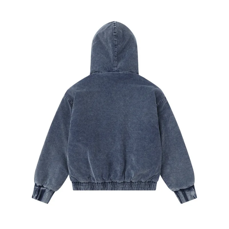 HKSH Otoño Invierno nuevos hombres marea Vintage pana acolchada chaqueta con capucha diseño sentido deconstruido Casual Ins abrigo de algodón HK16323