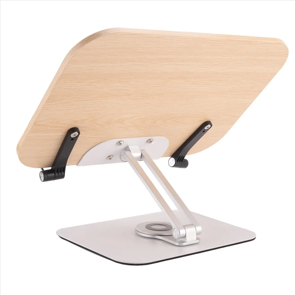 [n84r]-book-stand-for-reading-adjustable-bracket-with-360°-rotating-base-page-clips-foldable-desktop