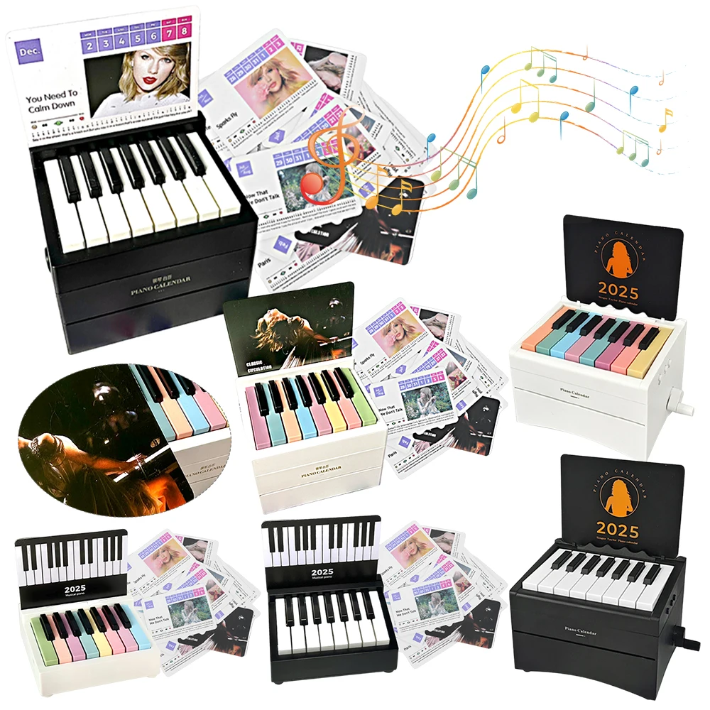 Taylor Piano Calendar 2025 Music Sheets Toy Desktop Peripheral Ornaments with 27 Music Calendar Cards 52 Songs Gift for Fans