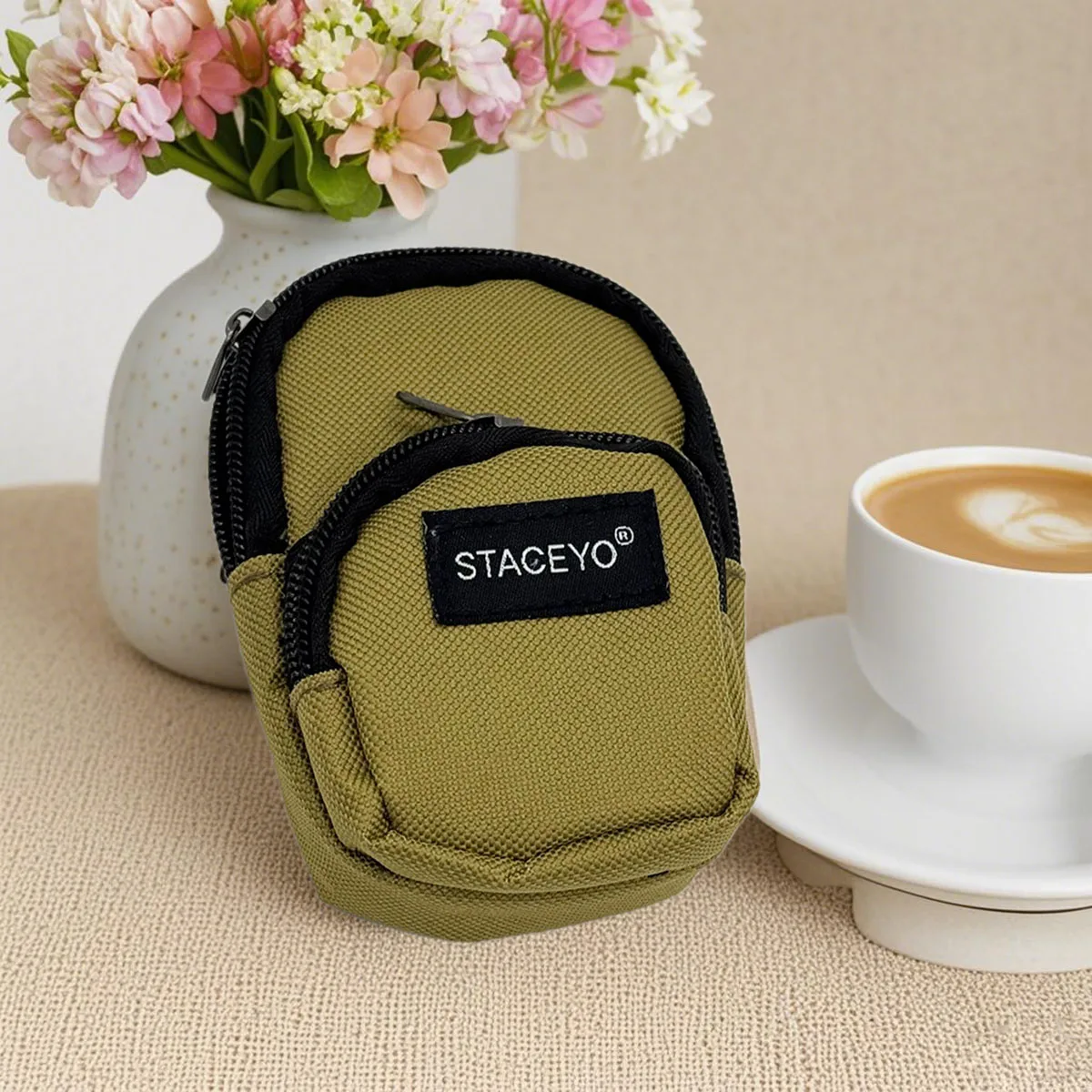 Mini borsa piccola per riporre gli auricolari wireless universali a doppia tasca in tessuto impermeabile portatile, una confezione