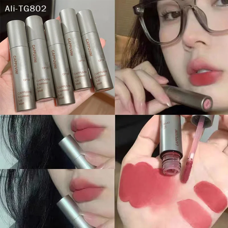 1 Pieza de Mini Lápiz Labial Mate de Terciopelo, Brillo Labial Mate de Terciopelo Individual, Resistente al Agua, Antiadherente, a Prueba de Manchas, Lápiz Labial Líquido en Tubo Plateado