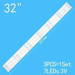 Neue 3 teile/los 597mm 7leds 3v für 32 