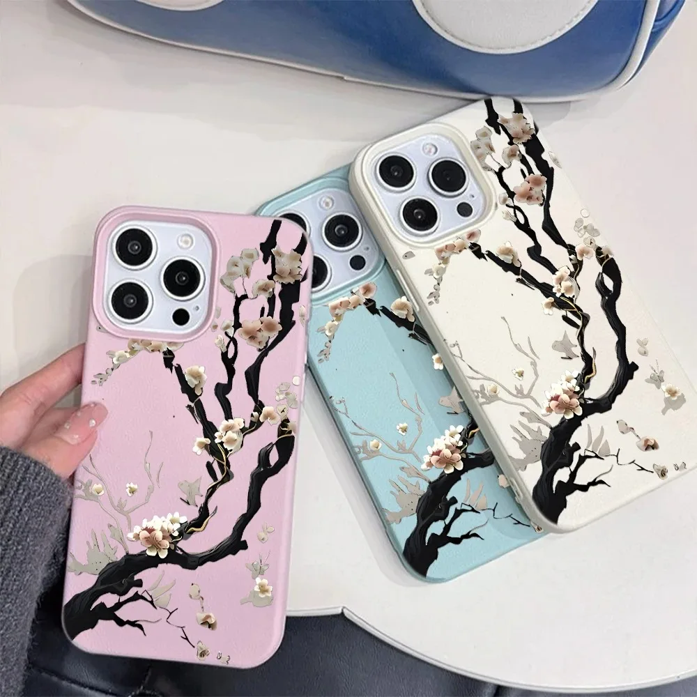 Chinese Plum Blossom Case For Samsung A05S A06 A07 A15 A16 A17 A34 A35 A53 A54 A55 S23 S24 FE S25 S26 Ultra A26 A36 A56 Case
