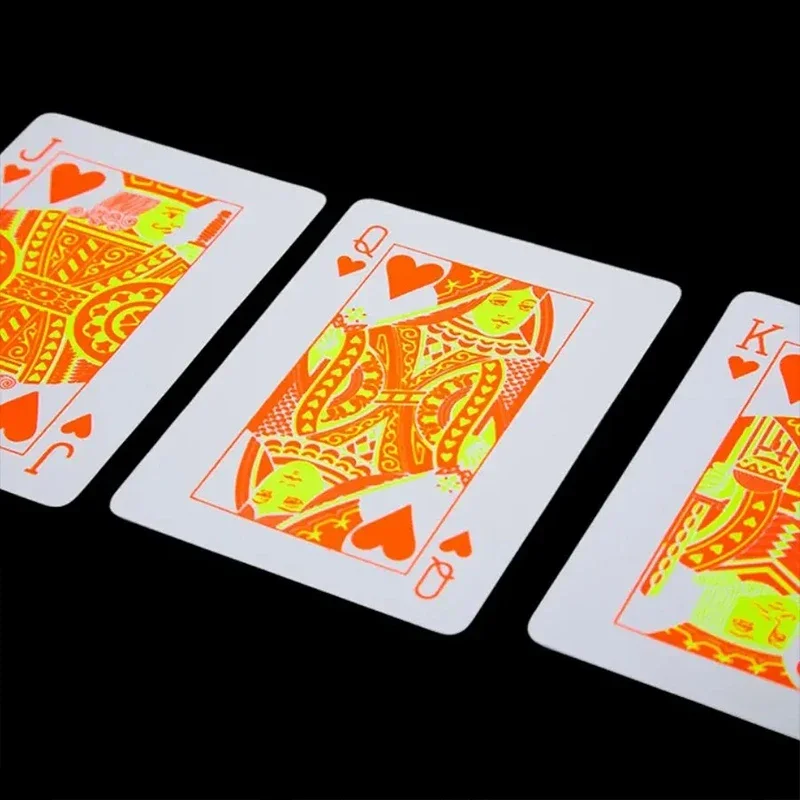 Fluorescent PVC Playing Cards Magic Waterproof Poker Glow In The Dark Bar Party KTV Plastic Professional Poker Cards E56D Profes