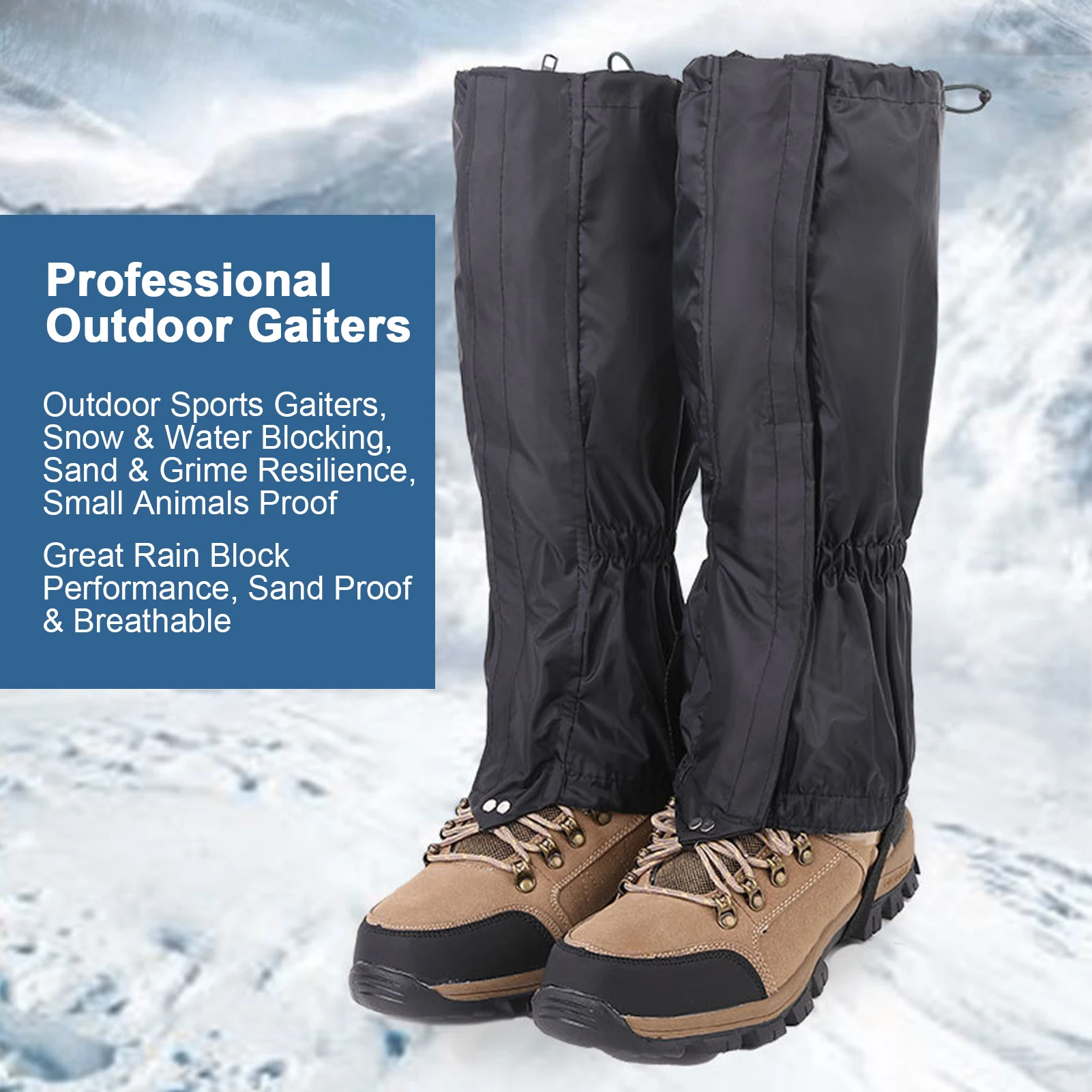 Outdoor Leg Covers with Storage Bag Rainproof Breathable Durable Leg Sleeve for Hiking Snowshoeing Camping Mountaineering